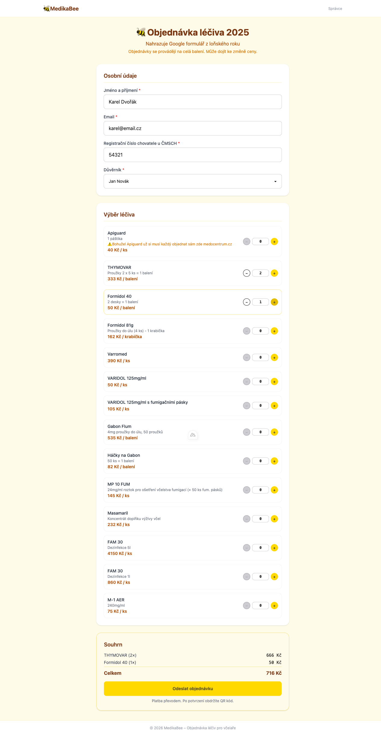 Objednávkový formulář