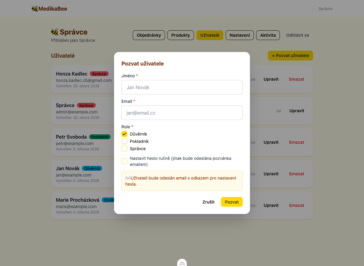 Modální okno pozvánky